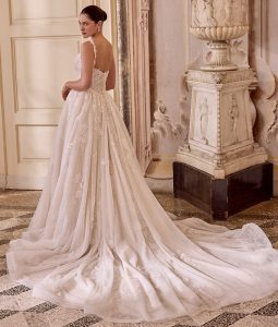 Justin Alexander Laura 88487 wedding dress, back view and train