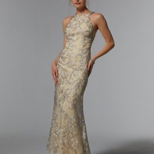 Morilee Embroidered Net Sheath
